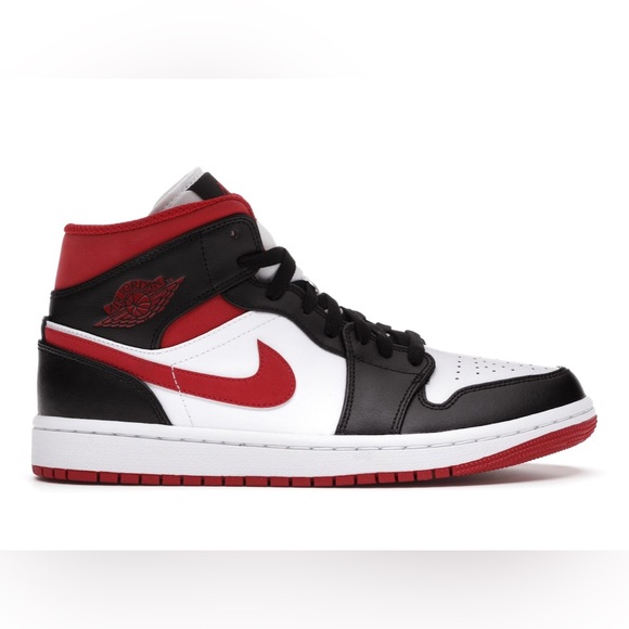 Nike Other - Nike Air Jordan 1 Mid Shoes Gym Red Black Toe White Men's Size 10.5